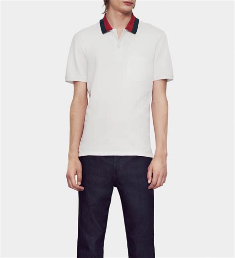 gucci pique-knit polo white|Cotton piquet polo shirt with Web in white .